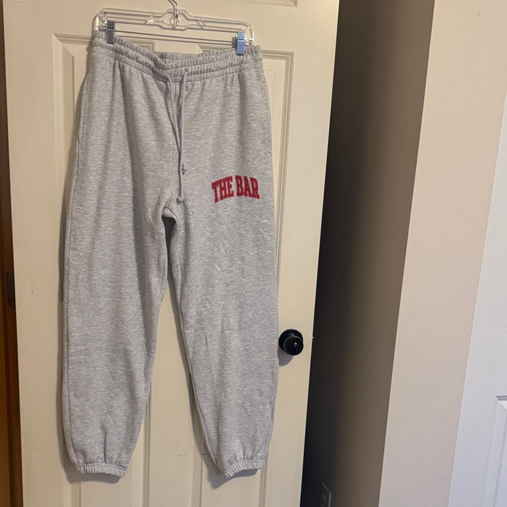 The Bar Light Gray Sweatpants with Red Logo